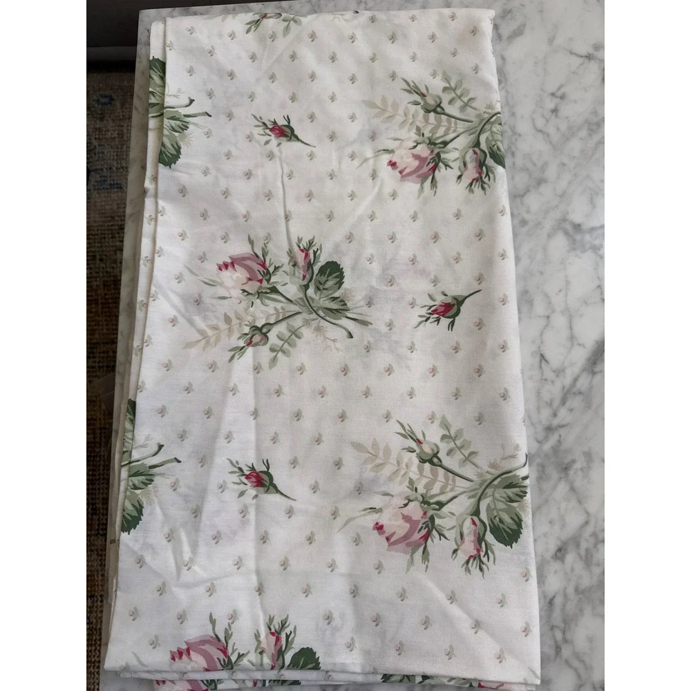 Springmaid Vintage Floral Queen Flat Sheet 2 Pillowcases Pink Rose Cottagecore